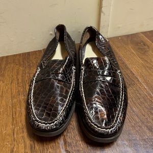 Sperry brown snakeskin loafers. Size 10.